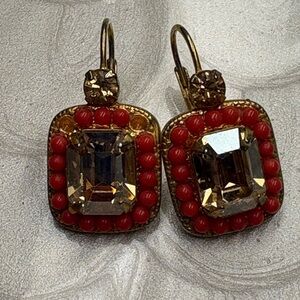 Sorrelli Elegant Gold and Orange Gemstone Earrings